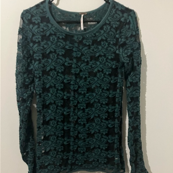 We The Free shiner lace emerald green top - Picture 2 of 7